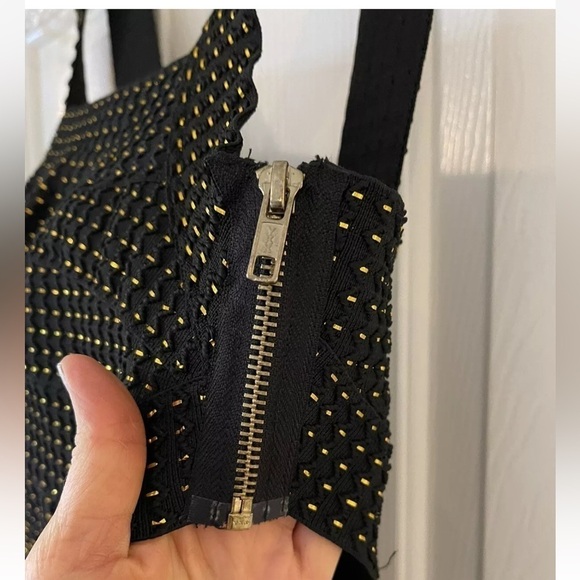 Wow Couture Dress S Black Gold Body Con Open Sides Party Club Night Out Concert - Picture 5 of 8